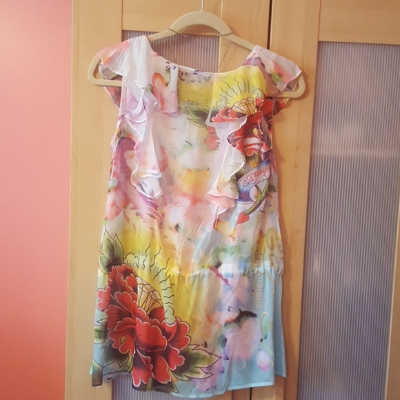 ED HARDY size S polyester draw string top - Picture 4 of 6